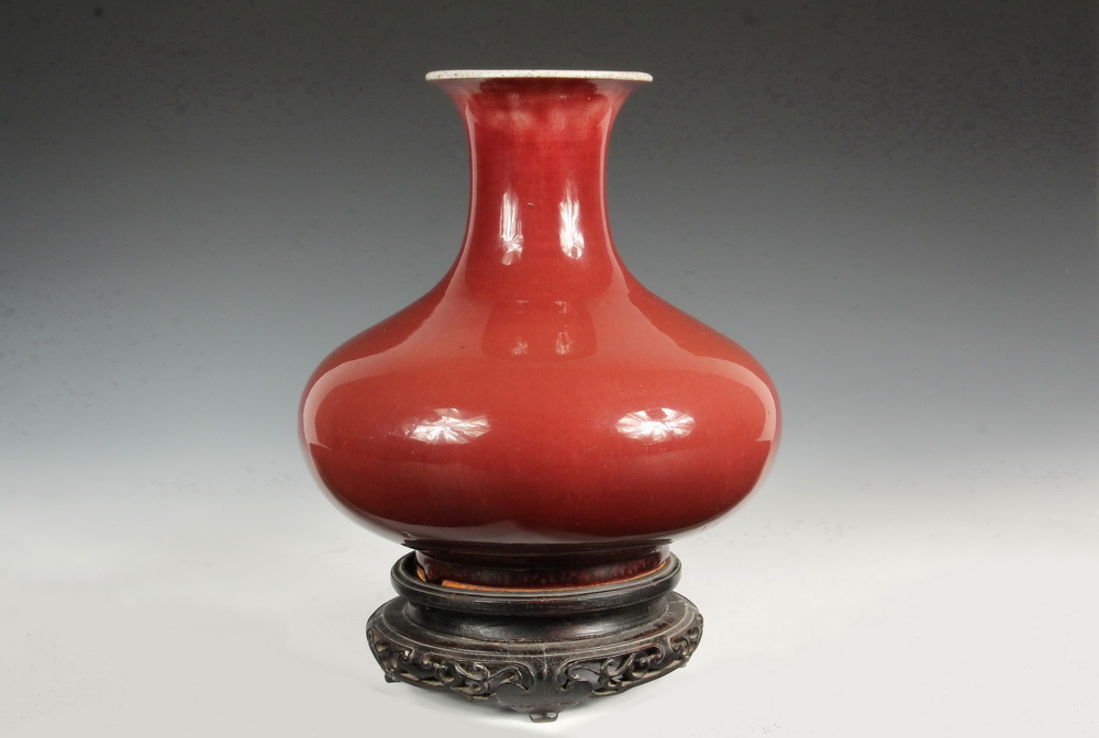 Appraisal: SCARCE CHINESE VASE - Qianlong - Yuhuchun Sang De Boeuf