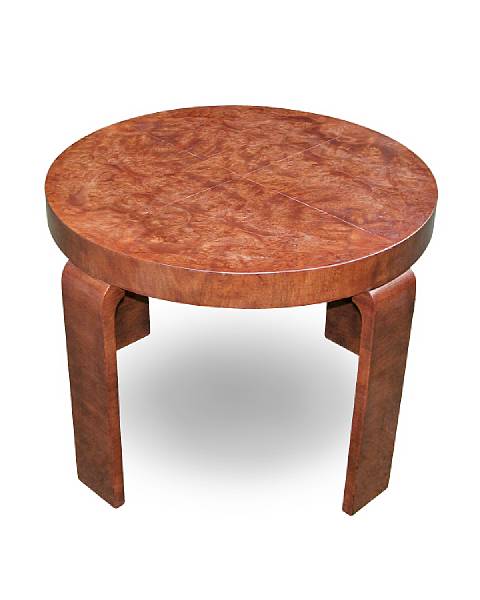 Appraisal: An Italian Art Deco burled walnut side table circa The