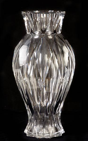 Appraisal: A Baccarat facet cut glass baluster vase with Baccarat stamp