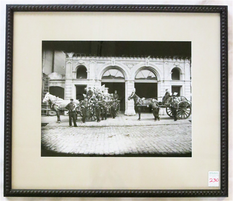 Appraisal: PHOTOGRAPHIC PRINT depicting fire station and crew Willamette Engine Co