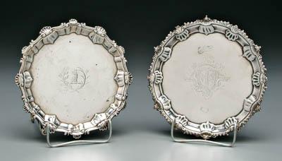 Appraisal: Two George III English silver salvers both Ebenezer Coker London