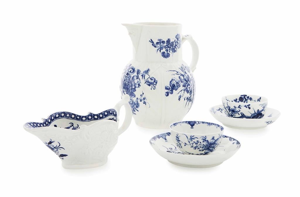 Appraisal: GROUP OF WORCESTER BLUE AND WHITE PORCELAIN TH CENTURY comprising