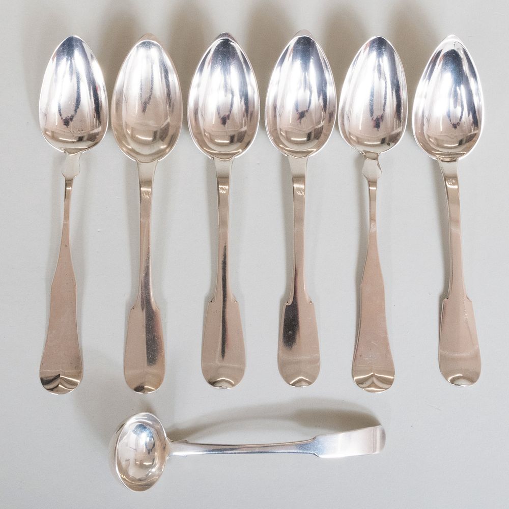 Appraisal: Set of Four Large French Tablespoons and a Group of