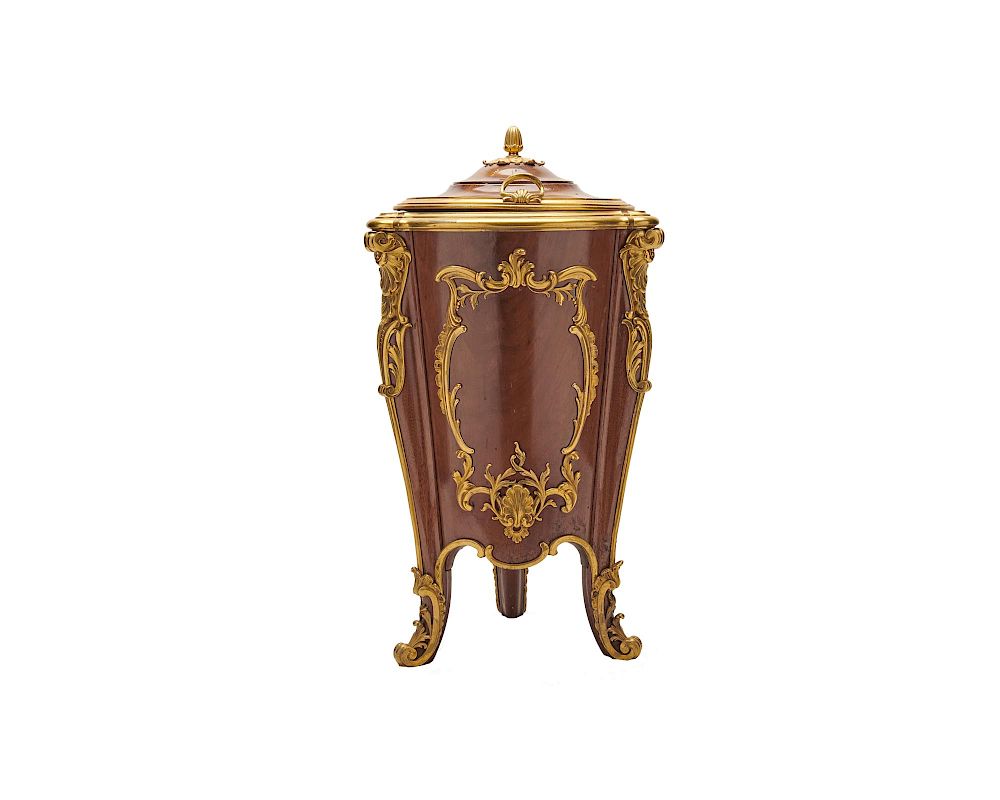 Appraisal: Louis XV Style Ormolu Mounted Mahogany Footed Cylinder Cellarette late