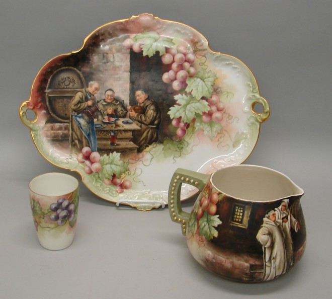 Appraisal: Set of three pieces including tray pitcher and cup Pitcher