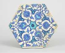 Appraisal: Hexagonal Pottery Tile Turkey circa - A D This hexagonal