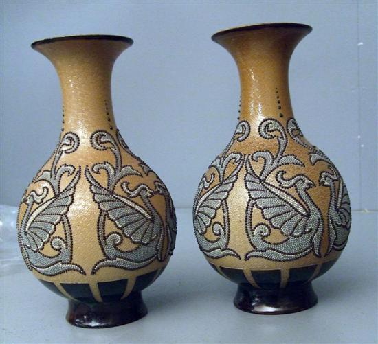 Appraisal: Pair of Doulton Lambeth vases with beaded and incised decoration