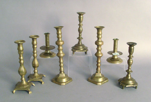 Appraisal: Four pair of brass candlesticks late th early th c