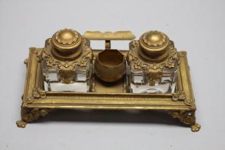 Appraisal: th Century French inkwell th Century French inkwell With glass