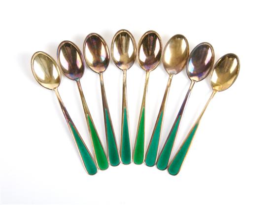 Appraisal: A Group of Eight Norwegian Gilded Demitasse Spoons J Tostrup