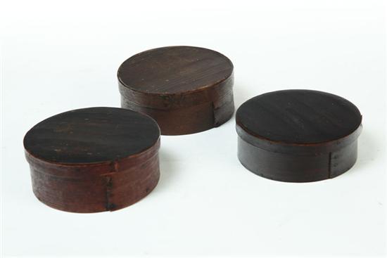 Appraisal: THREE PANTRY BOXES American nd half- th century bentwood Round