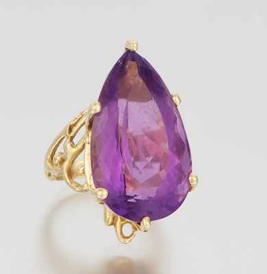 Appraisal: A Ladies' Large Amethyst Ring k yellow gold artisan design