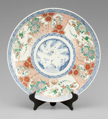 Appraisal: Japanese Imari charger blue and white central cranes shaped cartouches