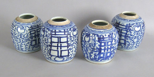 Appraisal: Four Chinese porcelain ginger jars th c two - h