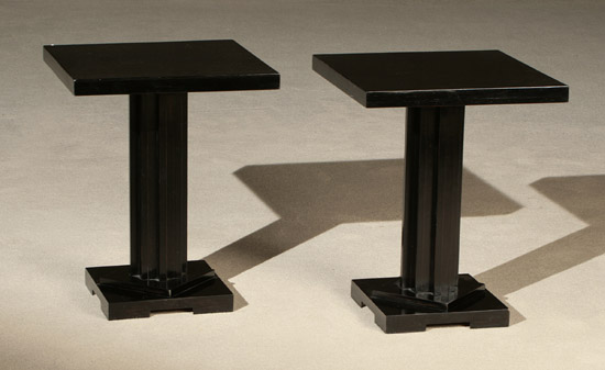 Appraisal: Pair of Art Deco Style Ebonized Wood Pedestal Side Tables