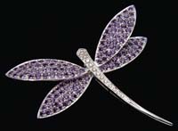 Appraisal: KT DIAMOND AMETHYST DRAGONFLY BROOCH Beautiful kt white gold pin