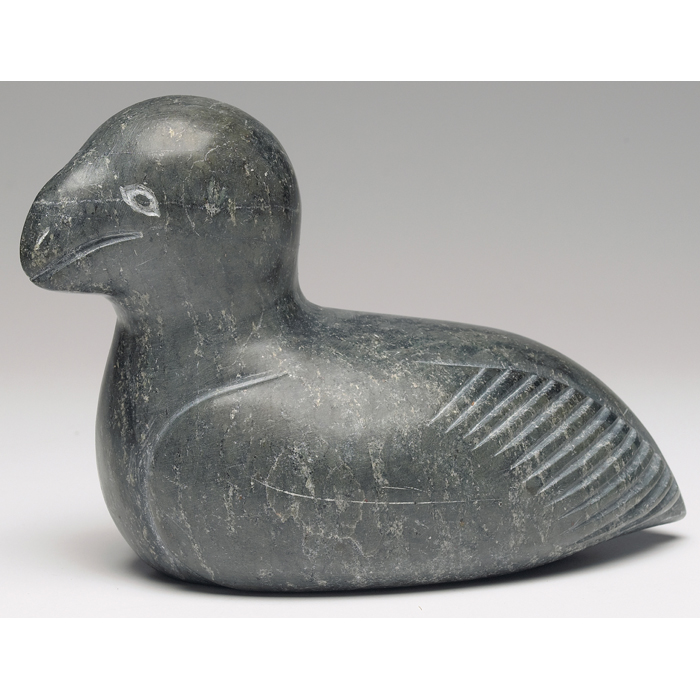 Appraisal: Canadian Eskimo sculpture Bird carved stone executed by Daniel Kasudluak