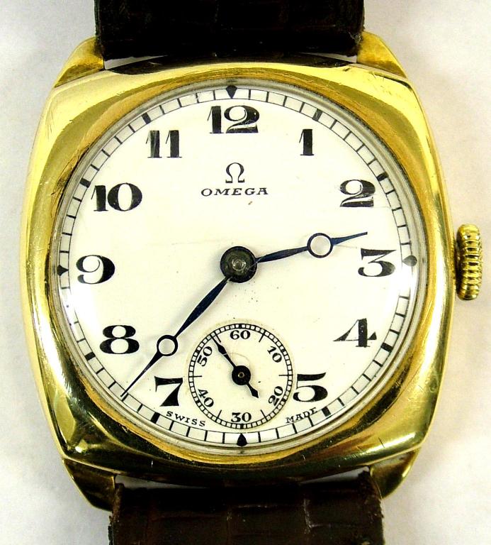 Appraisal: Omega 's k cushion case gentleman's wristwatch hallmarked Birmingham the