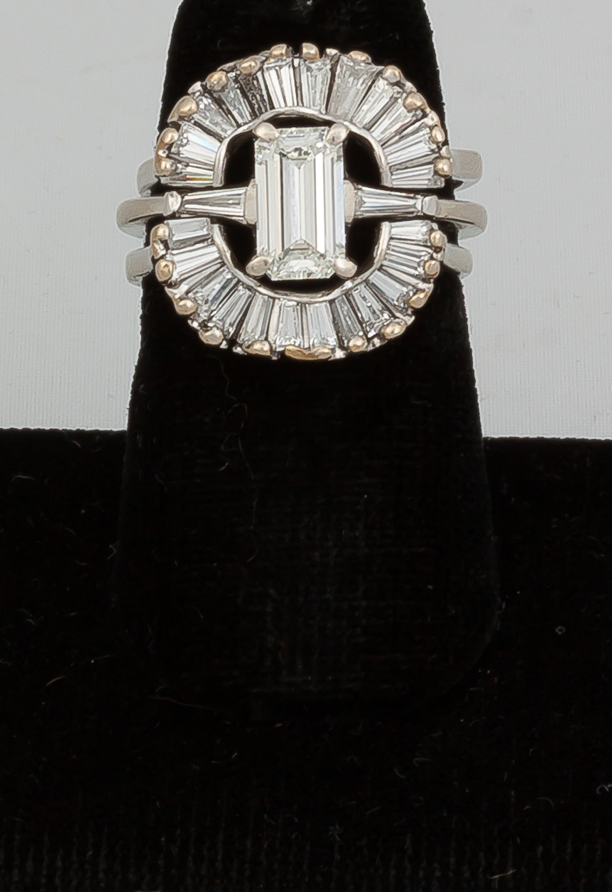 Appraisal: Ladies K White Gold Engagement Style Ring Emerald cut diamond