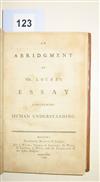 Appraisal: EARLY AMERICAN IMPRINT Locke John An Abridgment of Mr Locke's