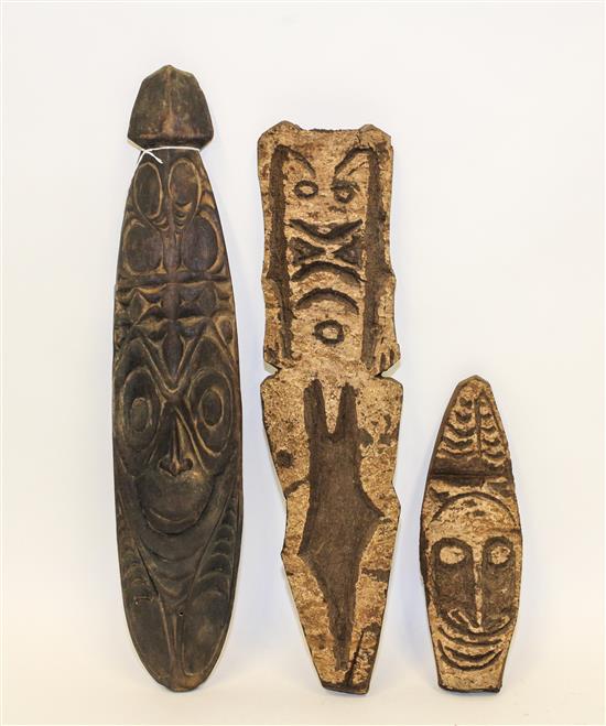 Appraisal: Sale Lot Three New Guinea Tribal Carved Wood Masks sepik