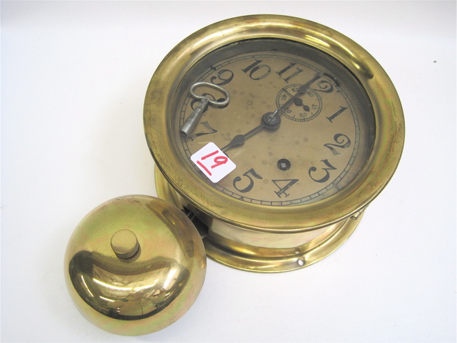 Appraisal: SETH THOMAS SHIP'S CLOCK outside bell type with brass bell