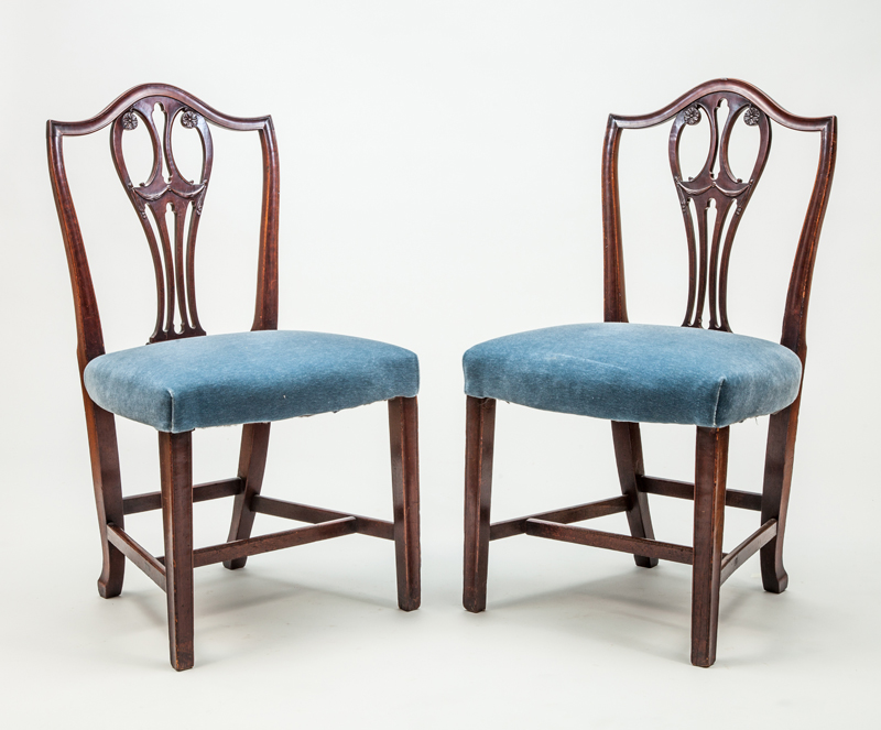 Appraisal: PAIR OF GEORGE III CARVED MAHOGANY BALLOON-BACK SIDE CHAIRS With