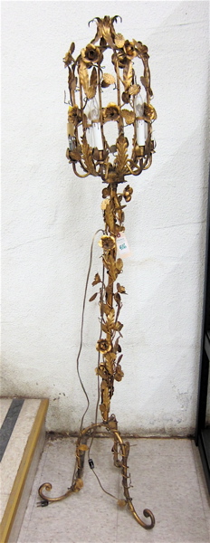 Appraisal: A GILT-METAL FLOOR LAMP Italian th century the iron standard