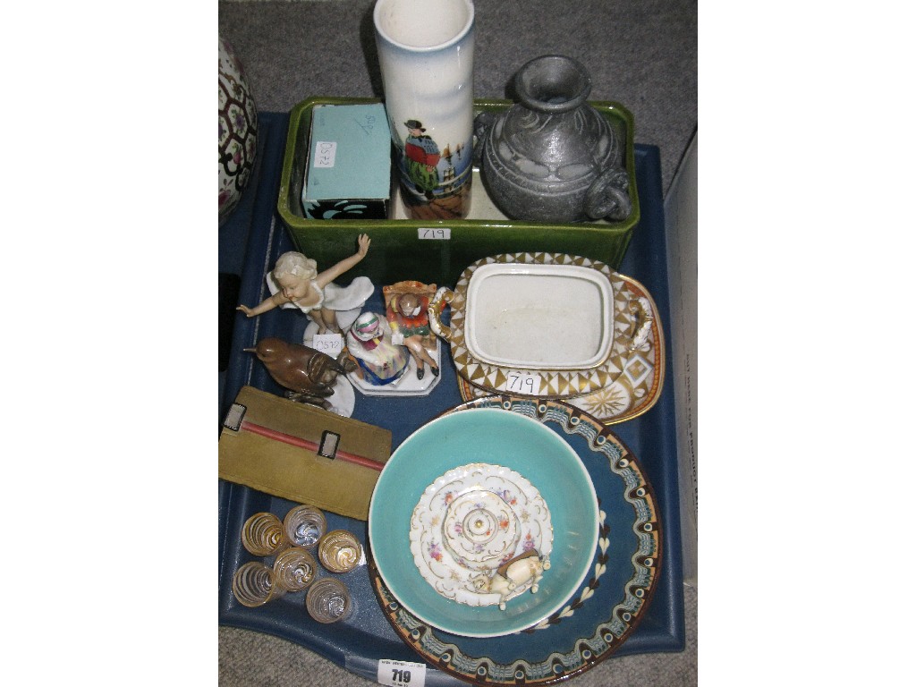 Appraisal: Tray lot of various ceramics to include green planter