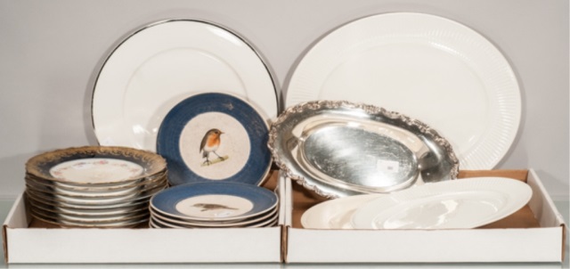 Appraisal: Platters Charger Silver Plate Tray Limoges Plates and Hand Painted