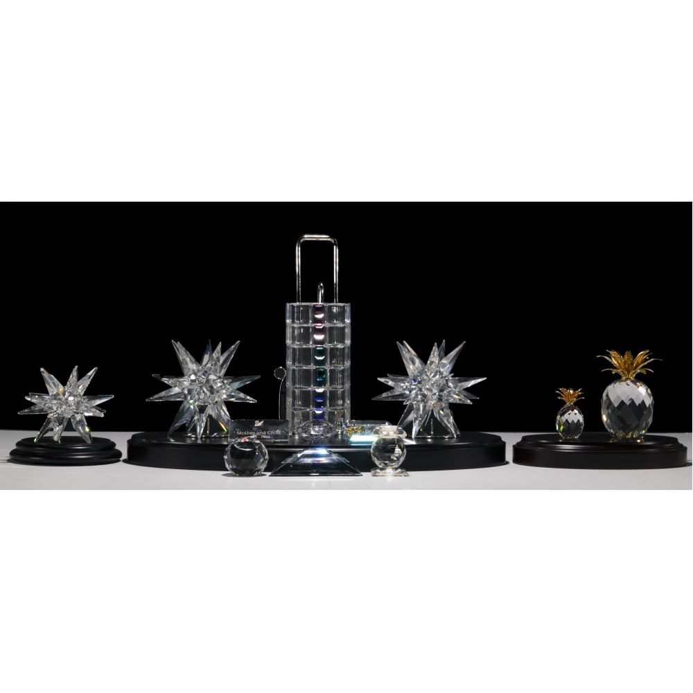 Appraisal: SWAROVSKI CRYSTAL ASSORTMENT items including larger star candle holders medium