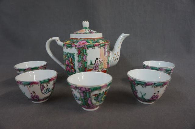 Appraisal: Chinese Porcelain Rose Medallion Tea Set ca 's 's- 's