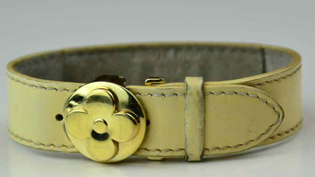 Appraisal: Louis Vuitton Monogram Wish BraceletCream leather monogramed wish bracelet with