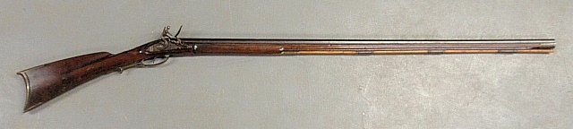 Appraisal: - Kentucky flintlock long rifle by W Adams Massachusetts with