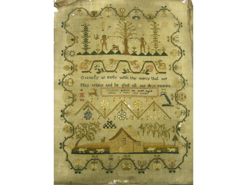 Appraisal: George IV sampler by Charlotte Roberts worked with Adam and