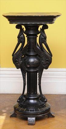 Appraisal: AESTHETIC MOVEMENT CARVED AND EBONIZED PEDESTAL The rectangular molded top