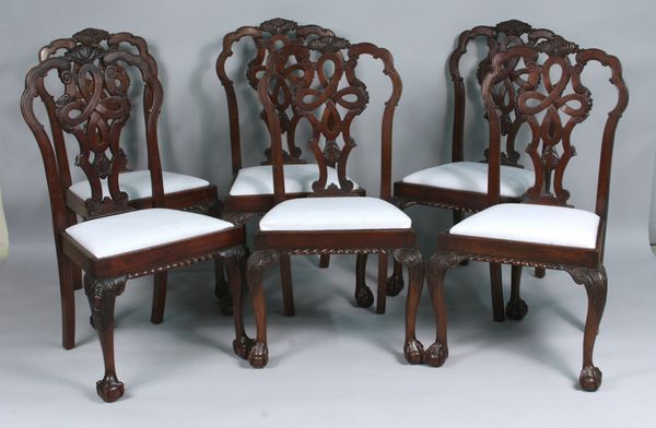 Appraisal: Twelve th Century Chippendale mahogany dining chairs h seat height