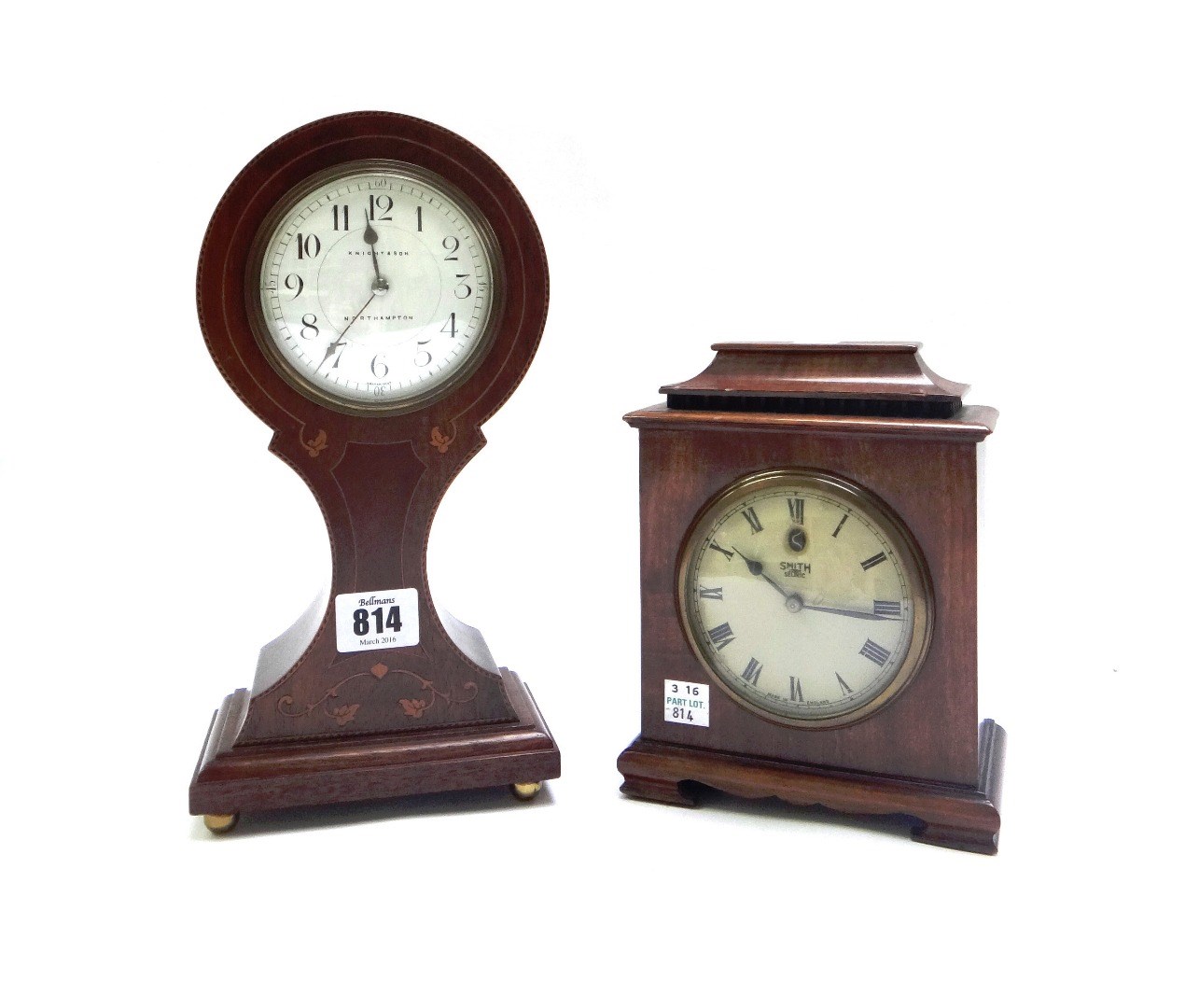 Appraisal: An Edwardian mahogany and inlaid balloon shaped mantel clock the