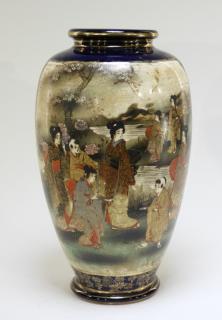 Appraisal: Japanese Satsuma Porcelain Gilt Cobalt Vase JAPAN CIRCA A Japanese