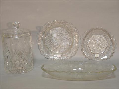 Appraisal: TWO CUT AND ONE ENGRAVED GLASS DISHES Including one Meriden