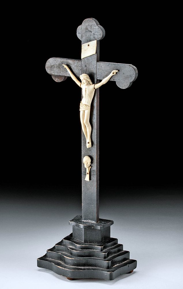 Appraisal: th C South American Wood Bone Crucifix South America ca