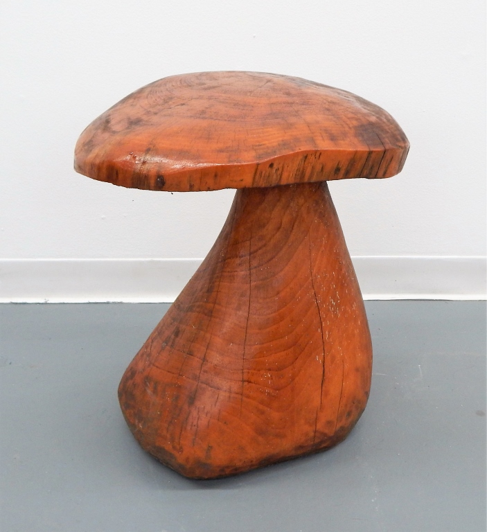 Appraisal: AMERICAN MODERNIST CARVED WOOD MUSHROOM STOOL United States Circa Free