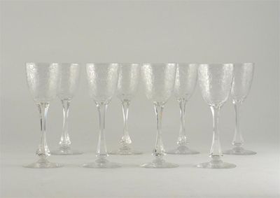 Appraisal: A set of eight wine glasses the bowls cut with