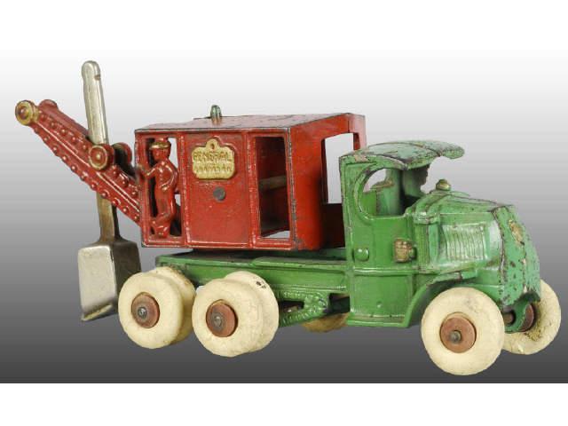 Appraisal: Cast Iron Hubley General Truck with Steam Shovel Description Green