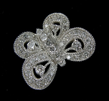 Appraisal: A Diamond Butterfly Charm Tested k white gold charm in