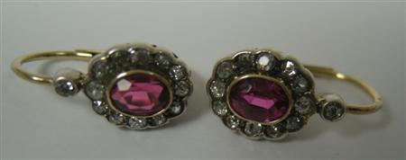 Appraisal: A pair of late Victorian ruby and diamond earrings each