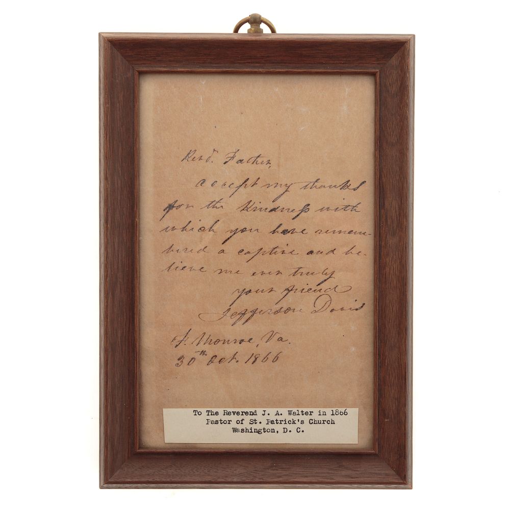 Appraisal: Jefferson Davis Autograph Note Signed Jefferson Davis -' American politician