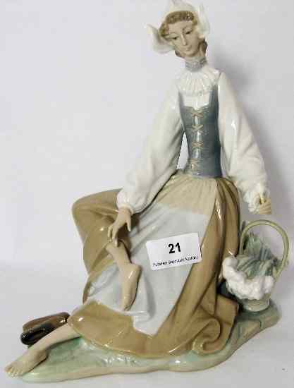 Appraisal: Lladro Figure of Dutch Girl Seated with Basket of Tulips