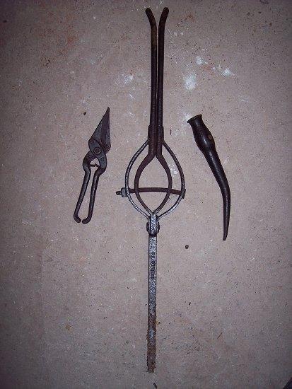 Appraisal: A wrought iron brake cm long a pair of shears