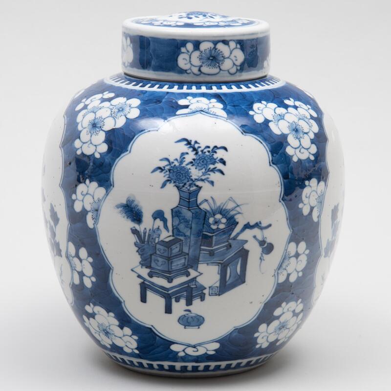 Appraisal: Chinese Blue and White Porcelain Ginger Jar and Cover Blue